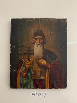 Ancienne icone peinture huile sur toile antique icon greek russian orthodox