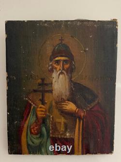 Ancienne icone peinture huile sur toile antique icon greek russian orthodox