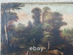 Ancienne peinture huile sur bois signé monogramme AT antique oil on panel