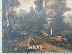 Ancienne peinture huile sur bois signé monogramme AT antique oil on panel