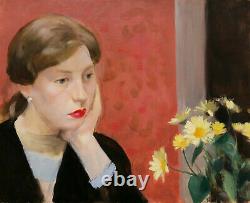 André Albert TONDU tableau portrait femme pensive Mélancolie huile art moderne