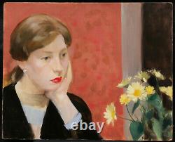 André Albert TONDU tableau portrait femme pensive Mélancolie huile art moderne