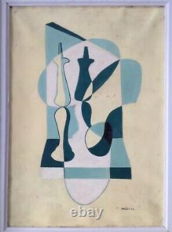 André-POUJET (1919-1996) Rare Tableau HST huile 1944 Braque Picasso 76ans Échec