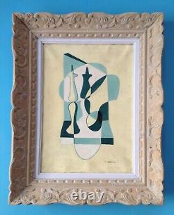 André-POUJET (1919-1996) Rare Tableau HST huile 1944 Braque Picasso 76ans Échec