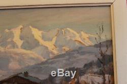 Ange Abrate Huile sur panneau bois 41 x 33 cm Mont Blanc Alpes 1963