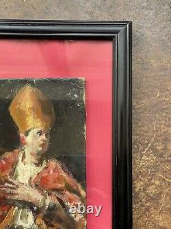 Anonyme Huile sur bois Portrait Cardinal École italienne Début XX