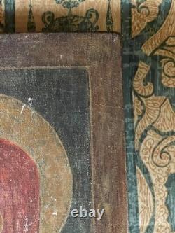 Anonyme Huile sur toile collée sur bois Icône religieuse XX