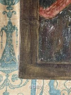 Anonyme Huile sur toile collée sur bois Icône religieuse XX