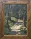 Antique 1917 Impressionist Oil Painting Forest Path Landscape Signed Framed