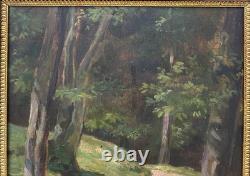Antique 1917 Impressionist Oil Painting Forest Path Landscape Signed Framed
