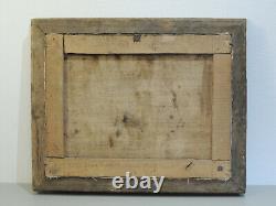 Antique Carré Peinture Huile sur Toile Avec Cadre en Bois Coeval