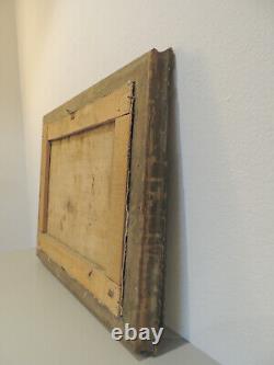 Antique Carré Peinture Huile sur Toile Avec Cadre en Bois Coeval