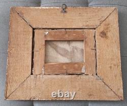Antique Carré Peinture Huile sur Toile Cadre en Bois Signé Venezia Nell'800