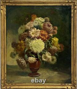 Antique Oil painting 1900's, Bouquet Floral Still Life, Framed, Hand Made