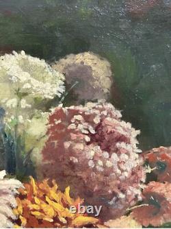 Antique Oil painting 1900's, Bouquet Floral Still Life, Framed, Hand Made