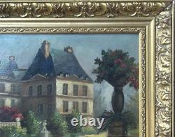 Antique Original 19th Century Oil Painting, Garden Park Chateau, Signed, Framed