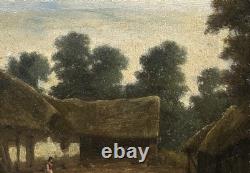 Antique Original Oil Painting Village Scene Landscape, Realism, Barbizon School