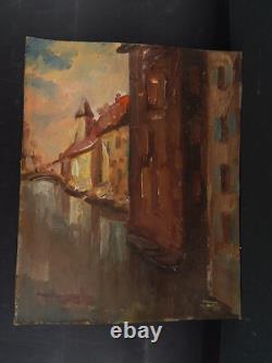 Antique Peinture Huile Sur Bois Signé Tonino Zac Première Moitié'900