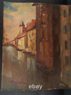 Antique Peinture Huile Sur Bois Signé Tonino Zac Première Moitié'900