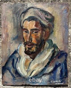 Antoine Gianelli 1896-1983 Ancien Tableau Portrait Orientaliste Militaire Maroc