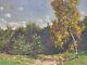 Anton Von Werner. Paysage Sous Bois Peinture Huile Sur Panneau De Bois