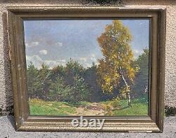 Anton von Werner. Paysage Sous Bois Peinture huile sur panneau de bois