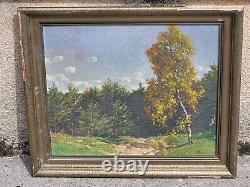 Anton von Werner. Paysage Sous Bois Peinture huile sur panneau de bois