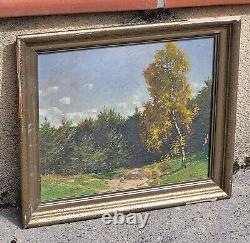 Anton von Werner. Paysage Sous Bois Peinture huile sur panneau de bois
