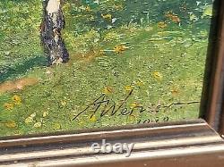 Anton von Werner. Paysage Sous Bois Peinture huile sur panneau de bois