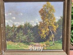 Anton von Werner. Paysage Sous Bois Peinture huile sur panneau de bois