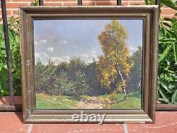 Anton von Werner. Paysage Sous Bois Peinture huile sur panneau de bois