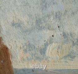 Antony Beauger falaises du Cap blanc 1876 Huile sur bois diamètre cercle 11,3cm