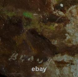 Antony Beauger falaises du Cap blanc 1876 Huile sur bois diamètre cercle 11,3cm