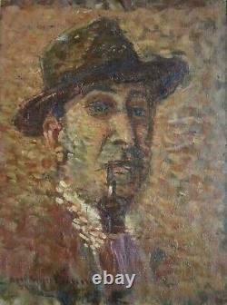 Antony DAMIEN (1858-1943) Huile sur bois Autoportrait