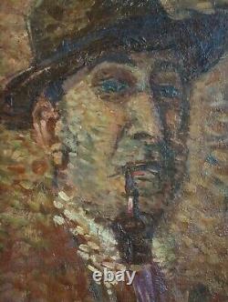 Antony DAMIEN (1858-1943) Huile sur bois Autoportrait