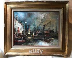 Armand LOURENCO. Tableau HST. SCENE DE PARIS-BATEAUX A QUAI / FRENCH PAINTING