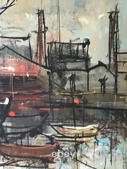 Armand LOURENCO. Tableau HST. SCENE DE PARIS-BATEAUX A QUAI / FRENCH PAINTING