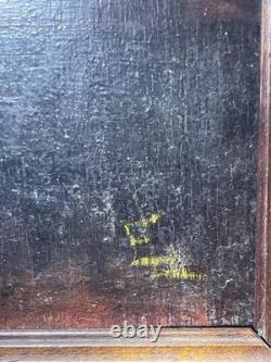 Artiste à identifier Huile sur panneau de bois Monogrammée La liseuse -XIX
