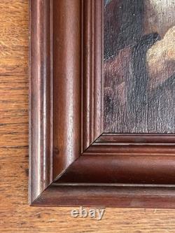 Artiste à identifier Huile sur panneau de bois Monogrammée La liseuse -XIX