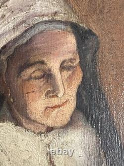 Artiste à identifier Huile sur panneau de bois Monogrammée La liseuse -XIX