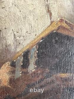 Artiste à identifier Huile sur panneau de bois Monogrammée La liseuse -XIX