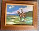Artiste à Identifier Huile Sur Toile Collée Sur Bois Signée Cowboy 1937