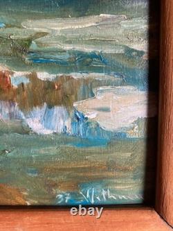 Artiste à identifier Huile sur toile collée sur bois Signée Cowboy 1937