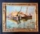 Attilio Achille Bozzato (1886-1954) Venice Chioggia Boats Oil Painting C. 1930