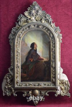 Auguste Chauvin 1810-1884. École Belge. Sainte-Cecile jouant de l'orgue