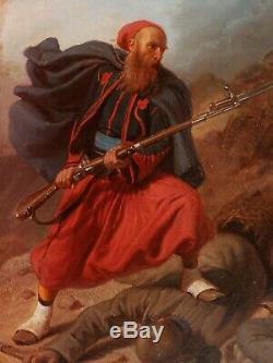 Auguste HADAMARD paire tableaux huile Guerre Paix Crimée Russie militaria soldat