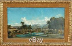 Authentique tableau de MARIUS ENGALIÈRE vers 1850 VUE DE LA SIERRA NEVADA huile