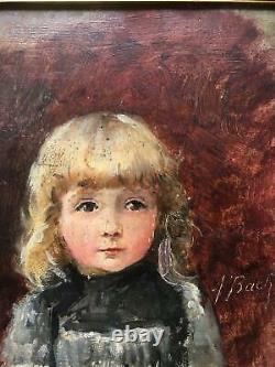 BACH ALOIS 1809 / 1893 Portait denfant / Huile sur bois / Allemagne