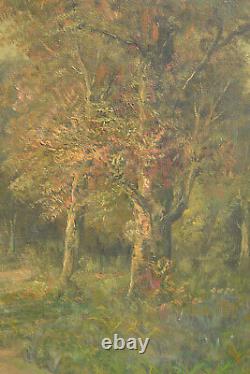 BARBIZON Promeneuse dans un bois L Henry (1850-1896) XIX ème