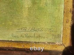 BASTIDE Noel. Bois De Boulogne Paris Peinture huile sur toile signé. A Restaurer